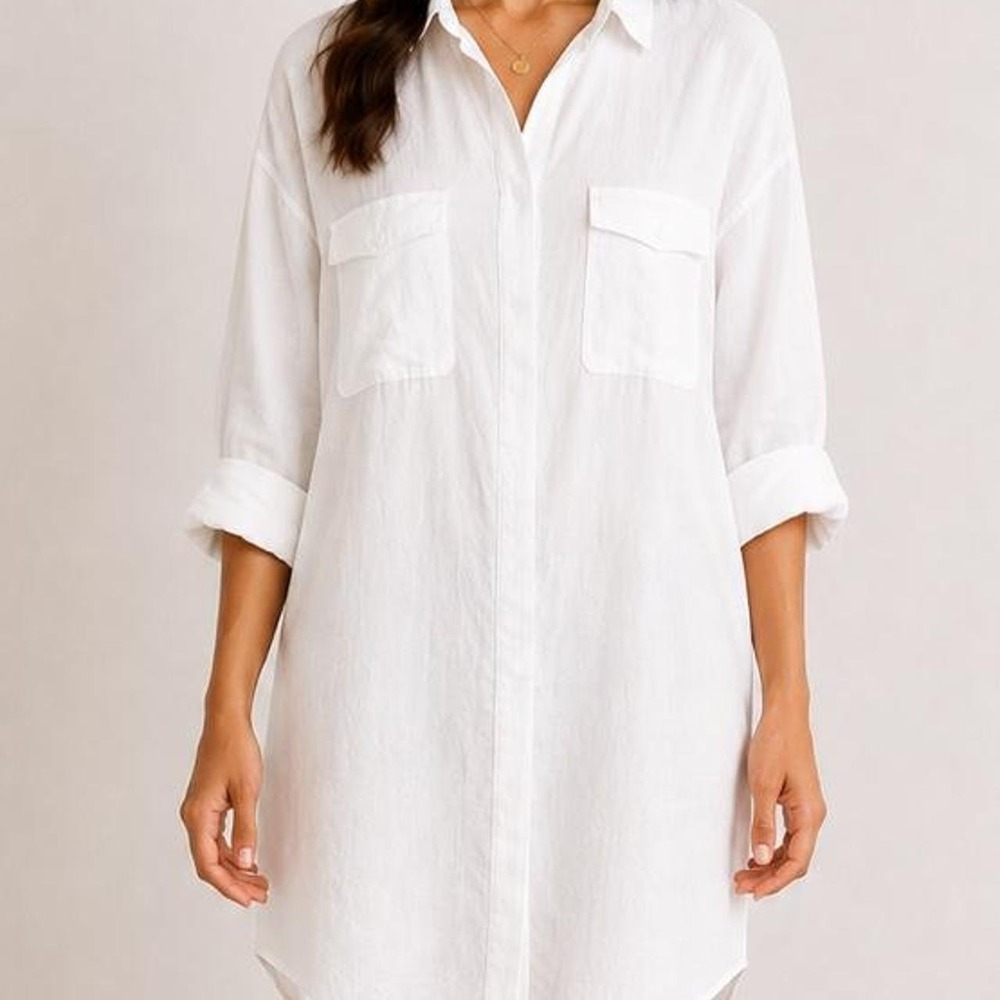 Commense Tunic Linen Blend Oversized Shirt Women Large White New With Tags